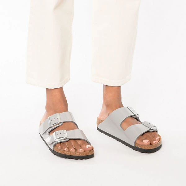 Birkenstock Arizona Pantoletten Schmal - Hellgrau 4 Birkenstock Arizona Pantoletten Schmal - Hellgrau – Bild 2