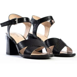 Sandalen Mit Eckigem Absatz CORDELIA Schaftsandaletten - Schwarz -Mode-Sandalen-Shop 22054578 08