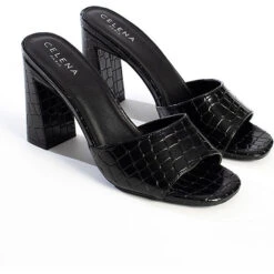 Peeptoe-Heels CHERYL SCHWARZ Schaftsandaletten - Schwarz -Mode-Sandalen-Shop 22055149 08