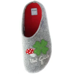 Damen Hausschuhe Pantoffeln Pantoletten Naturwollfilz (Viel Glück) Grau - Grau -Mode-Sandalen-Shop 22775860 07