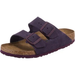 Birkenstock Arizona Weichbettung Veloursleder Pantoletten Schmal - Weinrot