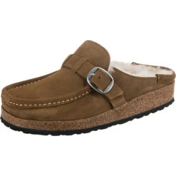 Mode-Sandalen-Shop 13 Birkenstock Buckley Veloursleder Lammfell Clogs Normal - Braun