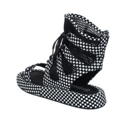 Damen Sandalen Sandale Plateau Bequem Freizeit Leder-/Textilkombination Geometrisch Plateau-Sandaletten - Schwarz -Mode-Sandalen-Shop 24953063 05