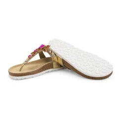 Pantolette Softnappaleder Supersoft Damenschuhe Zehensteg Nappaleder - Gold -Mode-Sandalen-Shop 26031950 03