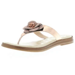 CERUTTI Damen Zehentrenner Dianetten Glitzer Blume Roségold - Bronze