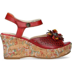 Laura Vita Lorieo 08 Keilsandaletten - Rot-kombi -Mode-Sandalen-Shop 27716595 02