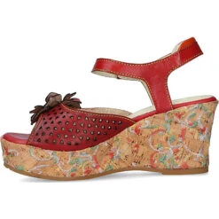 Laura Vita Lorieo 08 Keilsandaletten - Rot-kombi -Mode-Sandalen-Shop 27716595 04