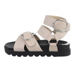 Riemchensandalen Schnalle, Flach, Riemen