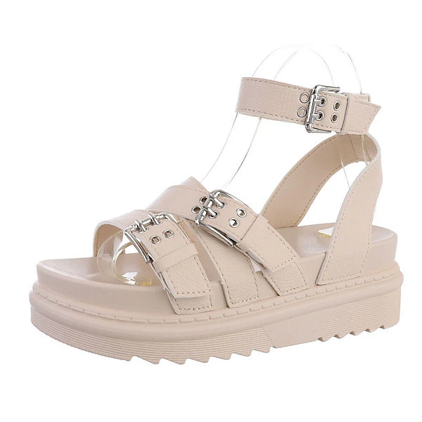 Plateausandaletten Schnalle, Keilabsatz/Wedge, Riemen 3 Plateausandaletten Schnalle, Keilabsatz/Wedge, Riemen