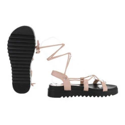 Riemchensandalen Hakenschnürung, Flach, Dekoschnüre 6 Riemchensandalen Hakenschnürung, Flach, Dekoschnüre -Mode-Sandalen-Shop 29250708 02