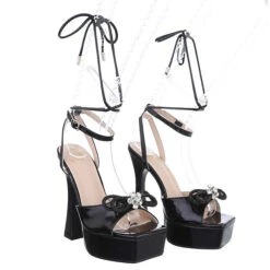 Plateausandaletten Hakenschnürung, Blockabsatz, Riemen, Strass 9 Plateausandaletten Hakenschnürung, Blockabsatz, Riemen, Strass -Mode-Sandalen-Shop 29347995 04