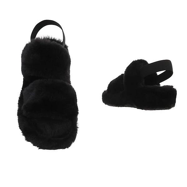 Plateausandaletten Knöchelriemen, Keilabsatz/Wedge, Dekofell 5 Plateausandaletten Knöchelriemen, Keilabsatz/Wedge, Dekofell – Bild 3