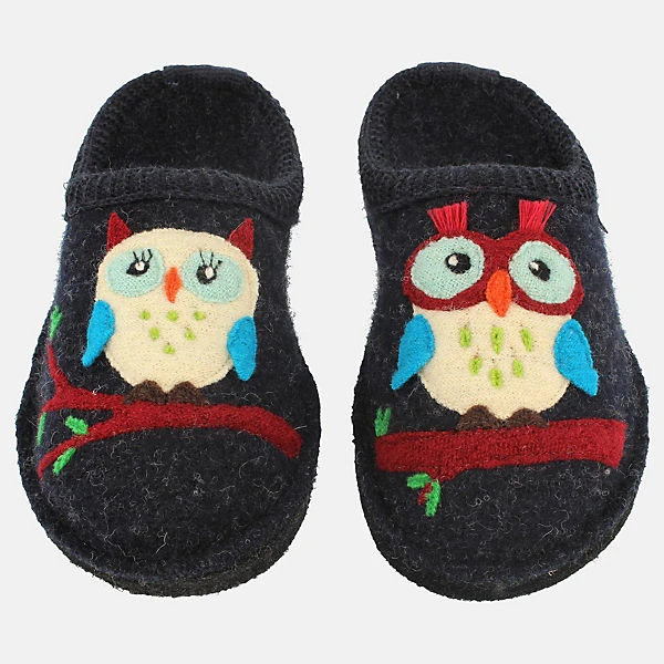 Haflinger Flair Olivia Pantoffeln Aus Gewalkter Wolle Eulenmotiv Unisex - Cognac 4 Haflinger Flair Olivia Pantoffeln Aus Gewalkter Wolle Eulenmotiv Unisex - Cognac – Bild 2