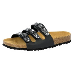 LICO Pantolette Bioline Flower Hausschuhe - Schwarz